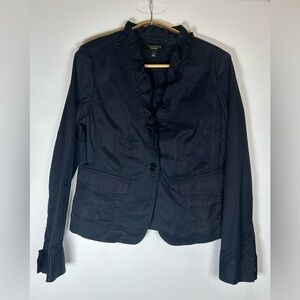 Talbots Preppy Navy Ruffled Tailored Blazer. Size 6.